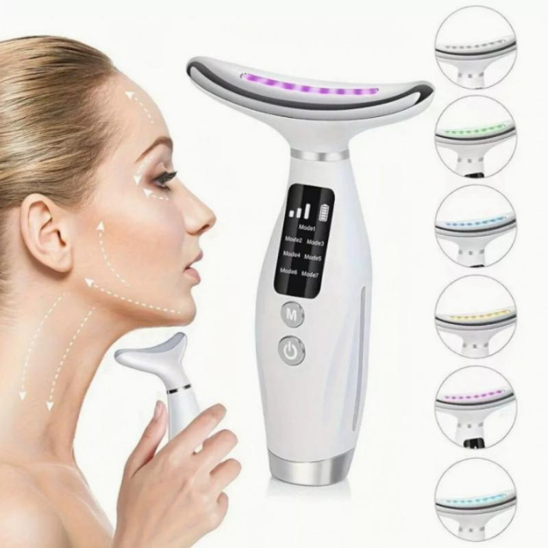 LED Beauty Device 7 Colors Light and Vibration for Neck Line Improvement