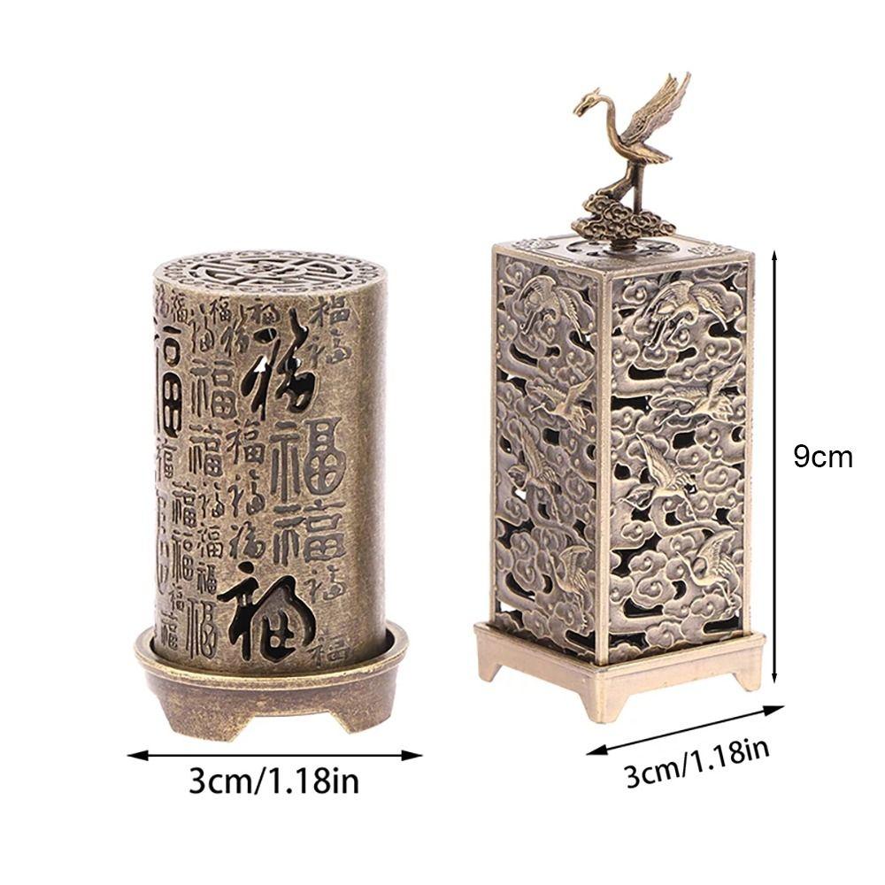 1Pcs Alloy Incense Stick Burner Sandalwood with Hollowed Out Pattern Lotus Incense Censer Square Vertical Retro Incense Box