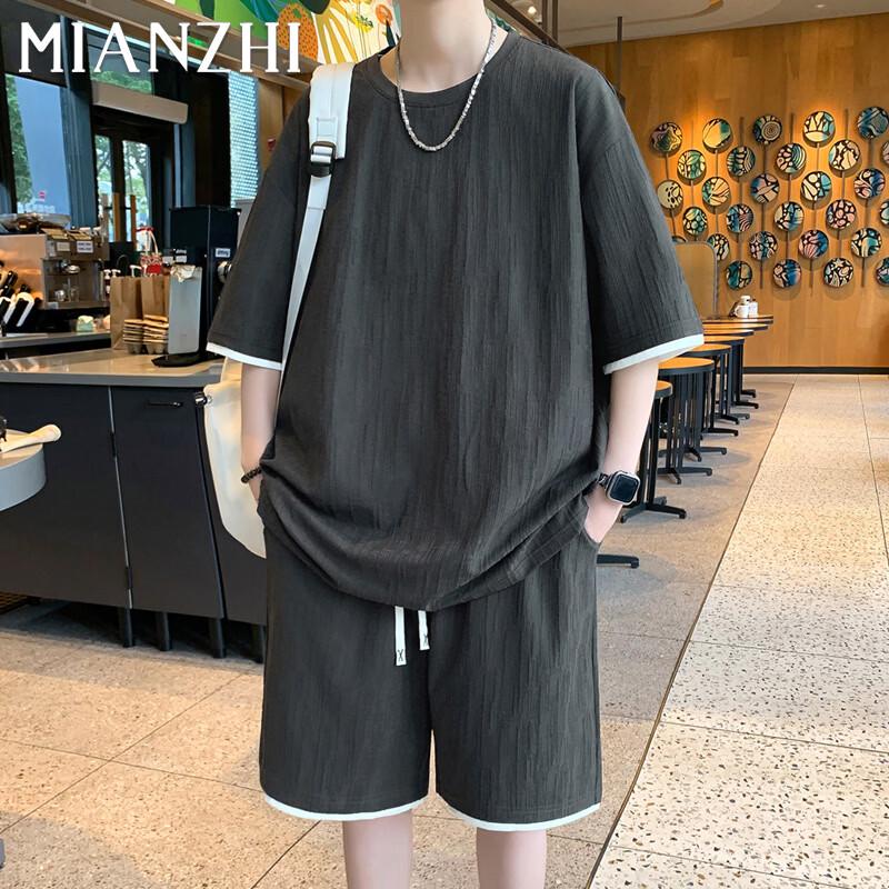 

Men s Ice Silk Short Sleeve T-Shirt & Shorts Set L