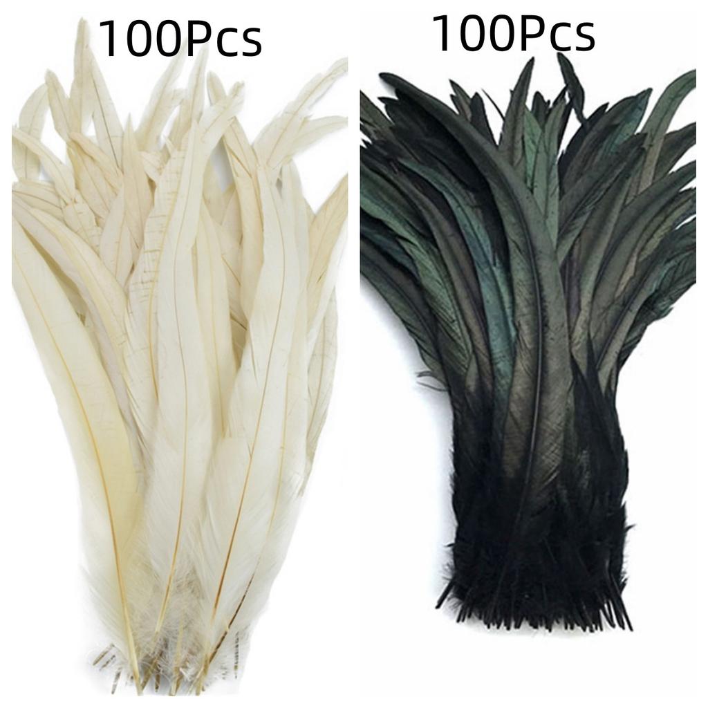 100Pcs 25-45CM DIY Rooster Feather Crafts Sewing Clothing Decor Plume Home Party Women's Feather Headwear Wedding Accessories