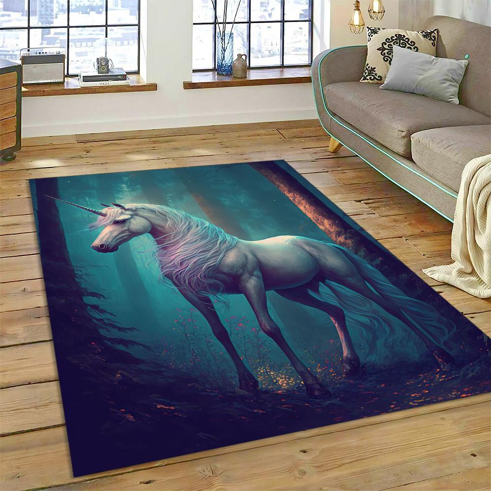 Cute Unicorn Girl Gift Cartoon Carpet Rug for Home Living Room Bedroom Sofa Doormat Decor,Kid Play Area Rug Non-slip Floor Mat