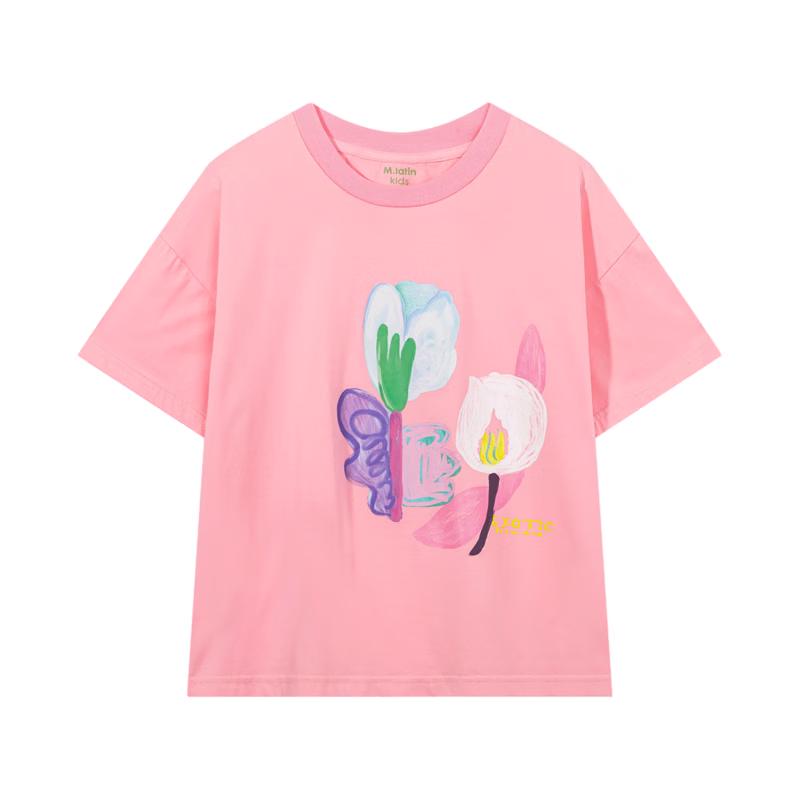 M.Latin Girls  Hand-Painted Floral Short Sleeve T-Shirt 110