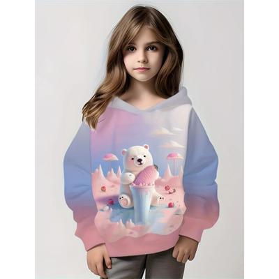 Lovely Bear In Candy Hoodies  Casual Comfortable Loose Long Sleeve Tops Sweatshirts Kids Cartoon Coat Autumn Winter Clothes