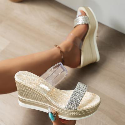 Fashion Summer New Elegant Comfortable Wedge Slippers Transparent Belt Fashionable Sexy Casual Fish Mouth High Heel Sandals for Women