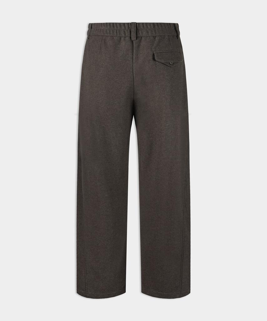 BIRBANTE Wool Blend C.L Fit Elastic Waist Wide Pants - Brown