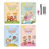 4Pcs Grooved Writing Practice Book with Pens Refills Pencil Gripper Reusable Kids Handwriting Practice Workbooks Alphabet Tracing Learning Book