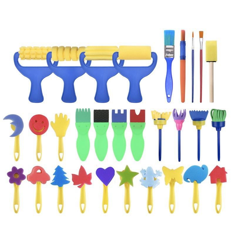 18-Piece Children's Painting Sponge Set: Early Education Doodle & Brush Tools for Kindergarten