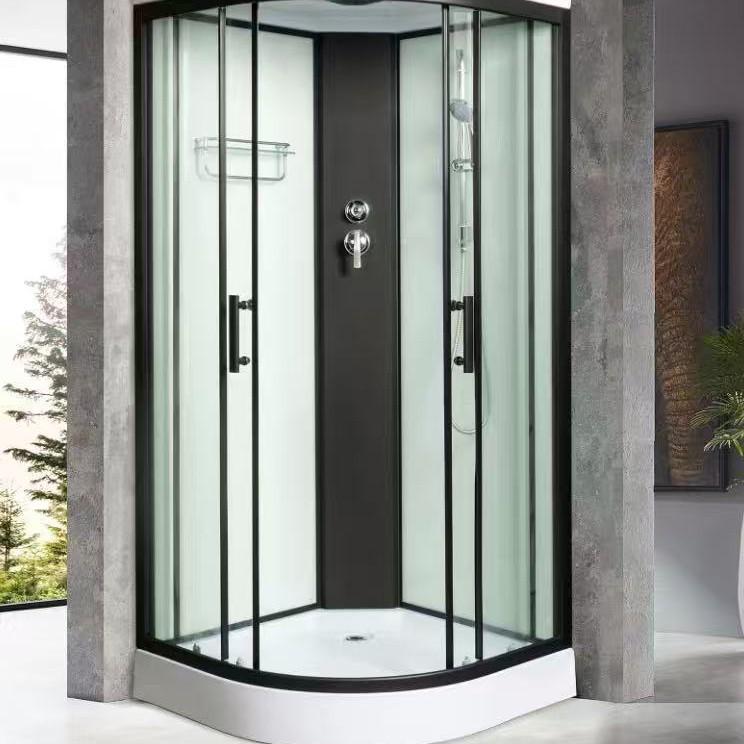 Arc-Shaped Integrated Shower Room with Warm Air and Water Barrier