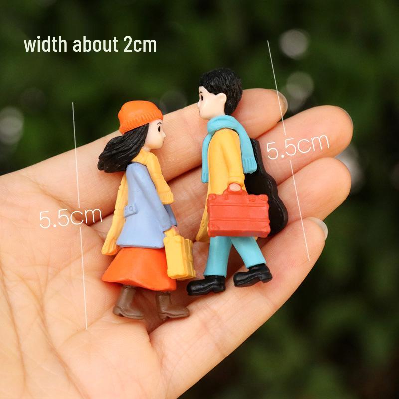 Mini Boy and Girl Figurine Set for Creative Micro-Landscaping and Garden Decor