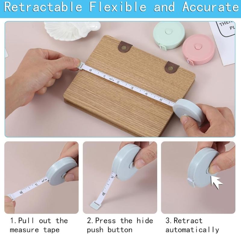 6 Piece Mini Retractable Measuring Tape Iron Tip Design Portable Sewing Ruler Construction for Professional Crafting Projects