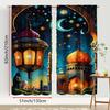 2PCS Islamic Mosque Lantern Curtains   Star and Moon Festival Celebration Wind   Bedroom and Living Room   Pull Up Pocket Style