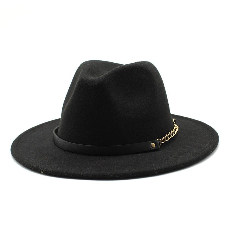 British Style Men And Women Jazz Woolen Hat Big Eave Hat Classic Woolen Hat