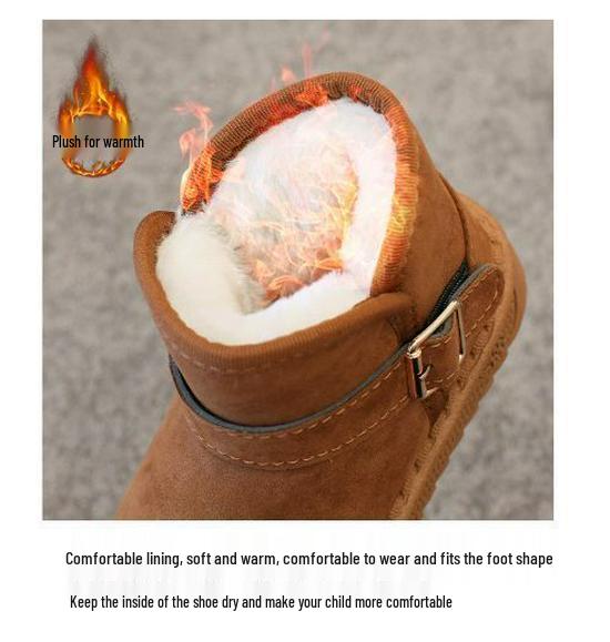 Kids' Winter Snow Boots: Velvet-Lined, Thick Cotton Shoes for Boys and Girls