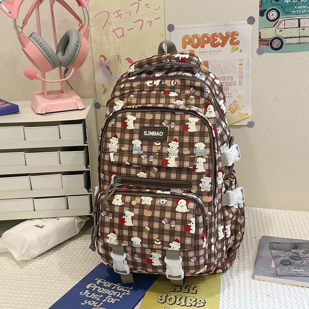 Schoolbag high-value backpack college student cute cartoon printed schoolbag junior high school student sweet large-capacity versatile backpack