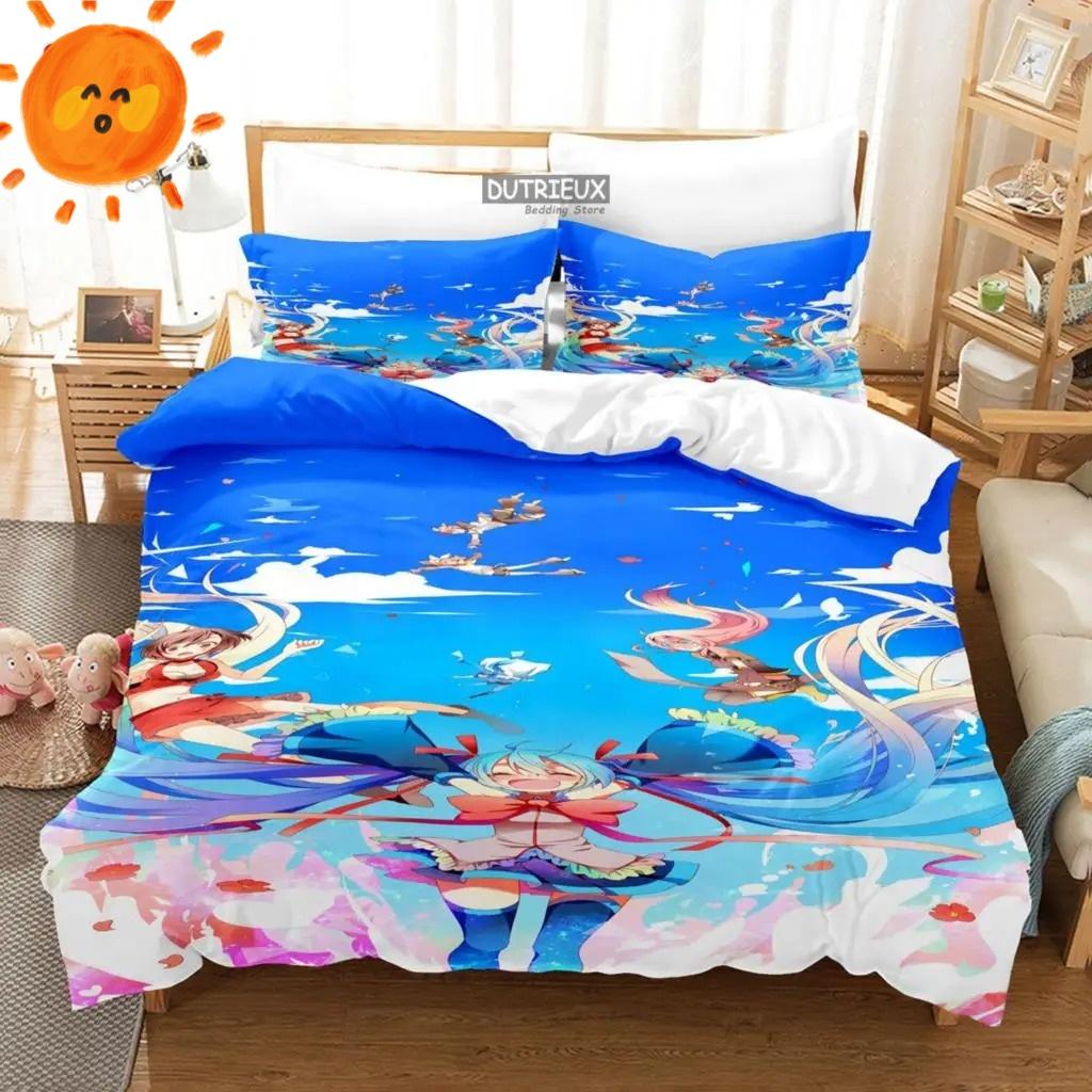 3D Print Japanese Anime Kawaii Hatsune Miku Duvet Cover Bedding Set Queen King Full Size for Holiday Bedroom Teens Women Gift