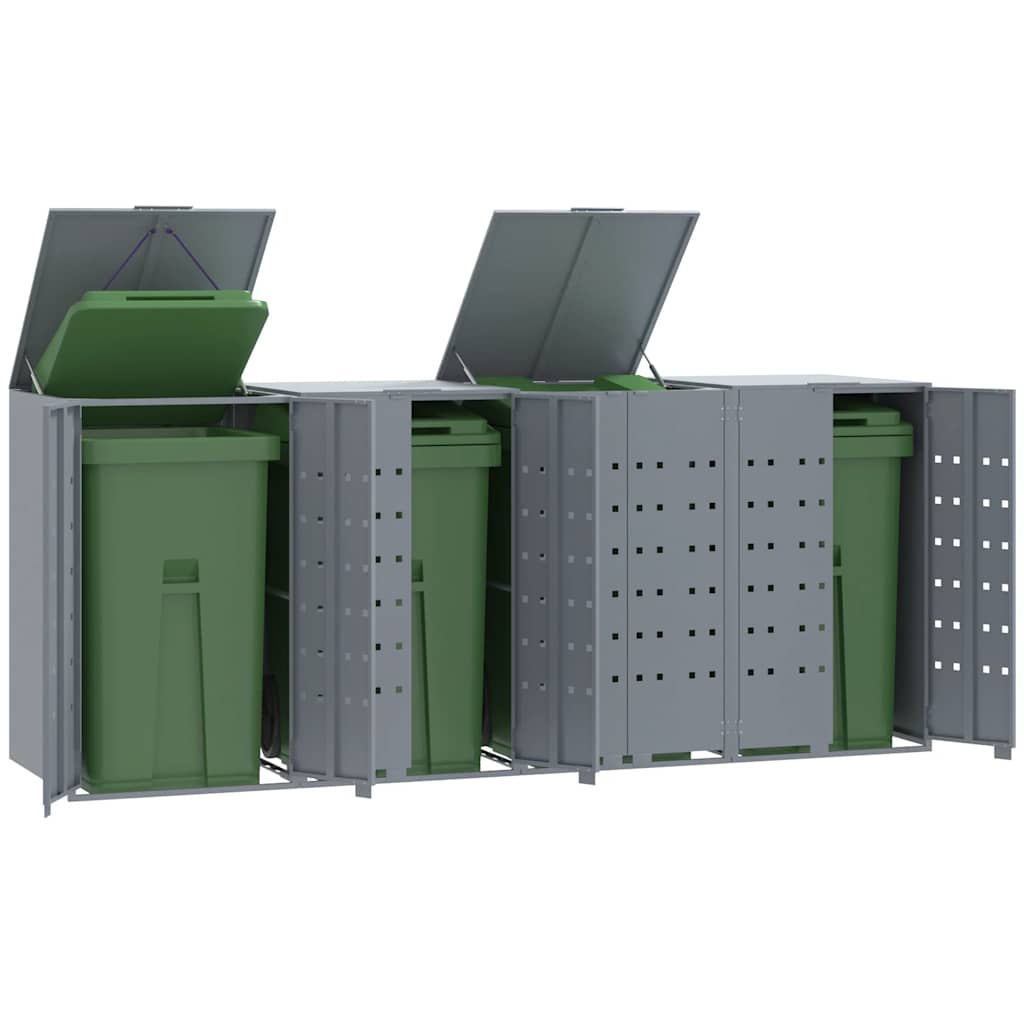 4 Ton Waste Bin Enclosure Gray 276 X 79 X 117 Cm Steel