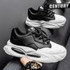 Internet celebrity popular men's shoes spring and autumn thick soles new versatile sports leisure running heightening teenager leather dad shoes