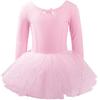 Girls' Long Sleeve Pink Princess Ballet Leotard