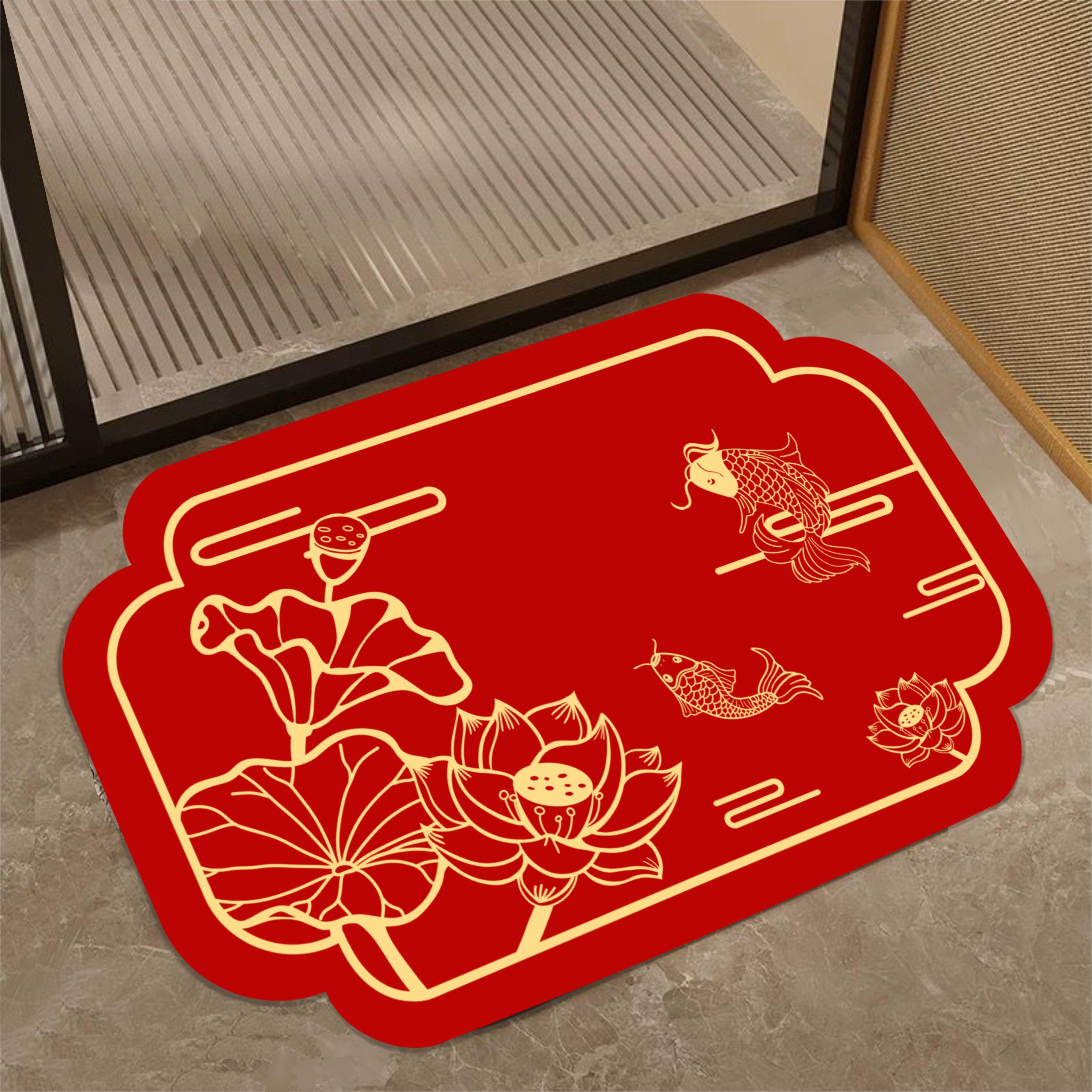 

Сетка грязи лотос кои придверный коврик для туалета ванная комната водопоглощающий нескользящий коврик для ног туалетная канализация в богатство диатомовая грязь коврик для пола 40x60cm15.7x23.6in