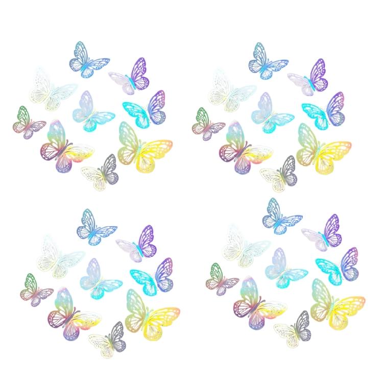 72pcs 3D Decorative Butterfly Sticker Hollowout Colorful Wall Sticker for Home Weddings Wall Decoration Easy Application