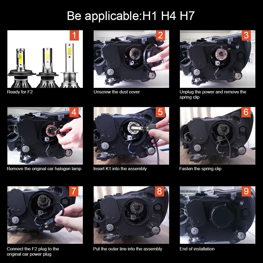 Car Headlight H4 H7 LED H11 9005 9006 HB3 HB4 9012 HIR2 Auto Bulb Light Lamp 6500K 12V CSP Led Headlight