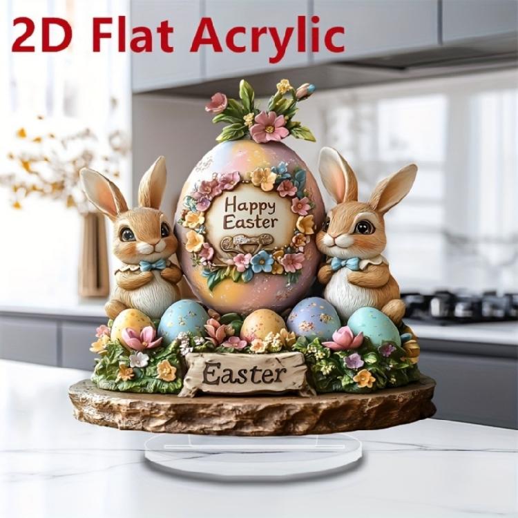 Bunnies Figurines Easters Decoration Table Centerpieces Acrylic Easters Eggs Rabbit Statue Rabbit Sculpture Home Decors