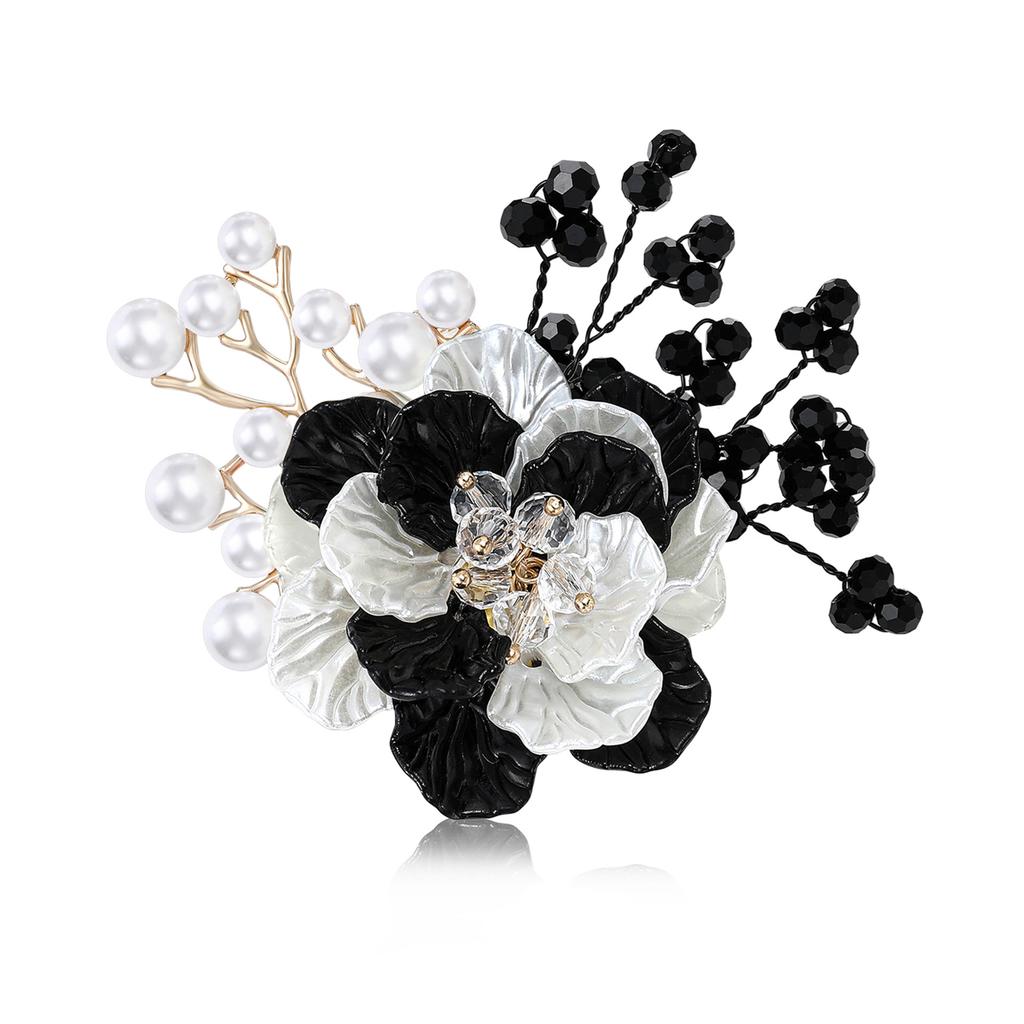 Simulation Pearl Enamel Flower Brooch for Women Unisex Plant Pins Party Accessories Gifts Friends Decoration