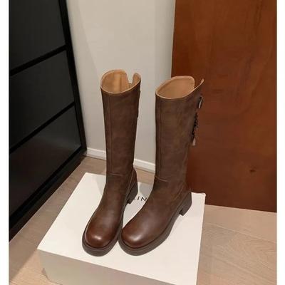 Bottes hautes pour femmes Hiver Nouveau 2025 Créateur de mode Talons moyens Chaussures pour femmes Plateforme Moto Botas Mujer Hiver