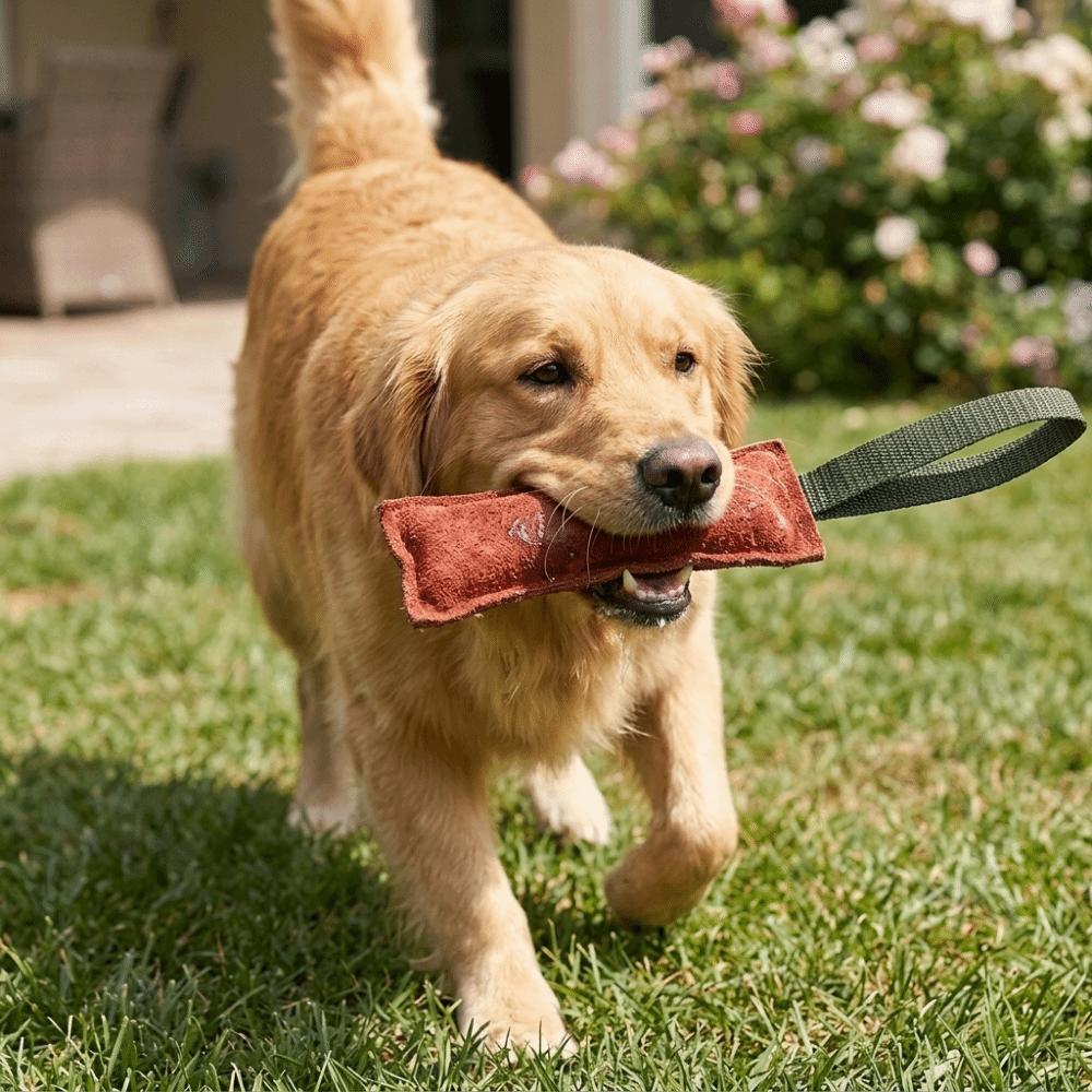 Teething Bite Stick Genuine Leather Tug Toy Dog Training Stick  Pet Daily Entertainment