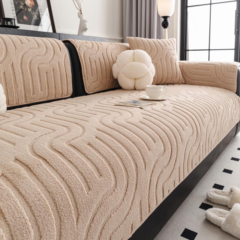 

Чехлы для диванов из плотного бархата, нескользящий коврик для дивана, зимние теплые чехлы для дивана для гостиной, однотонное полотенце для дивана во французском стиле 90x160 хаки