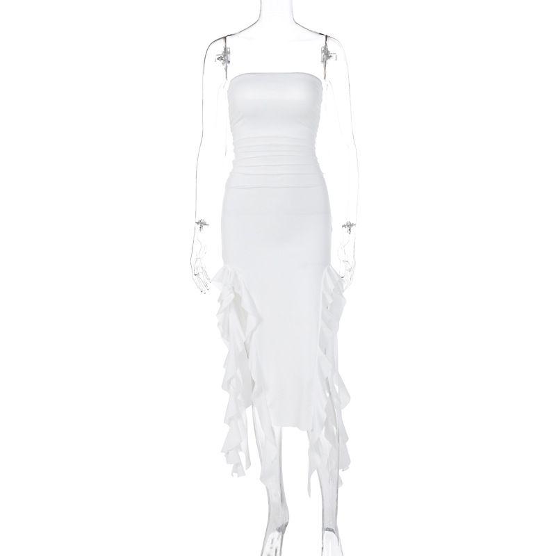 Fashion Style Women's Clothing 2024 Summer New Fashion Sexy Stylish Wrapped Chest Irregular Dress