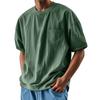Men's Summer Solid Color Round Neck Loose Pocket Short Sleeve Top