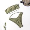 Solid Color Strapless Bikini with Chest Pad - Sexy European and American Style, No Underwire