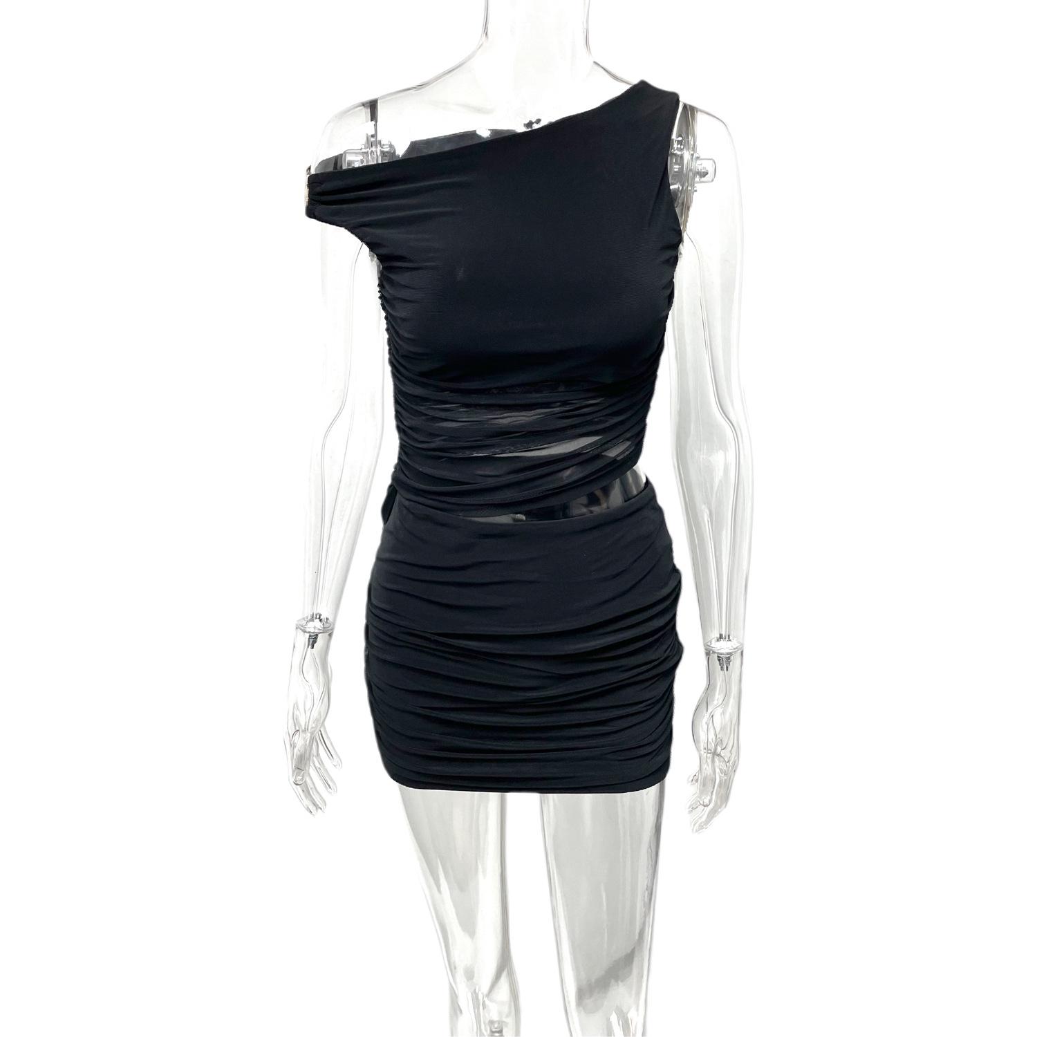 

Летнее женское облегающее сетчатое платье с вставками для похудения 2026 L чёрный