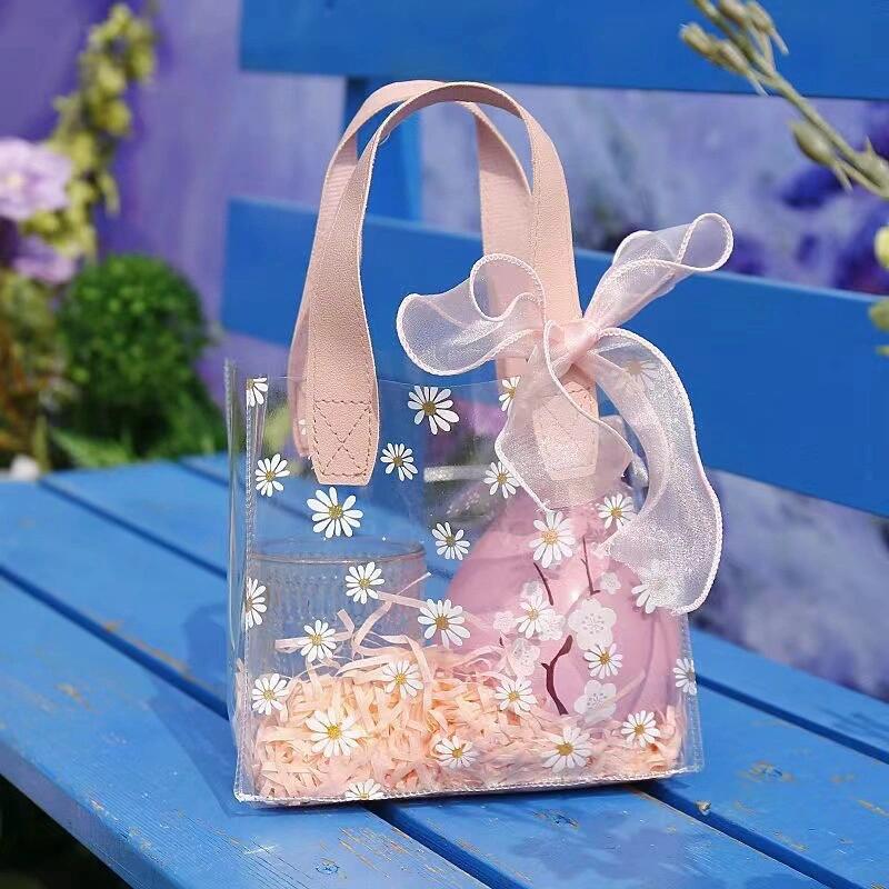

In-Stock Women s Day Daisy PVC Tote - Small Transparent Wedding/Party Favor & Gift Bag