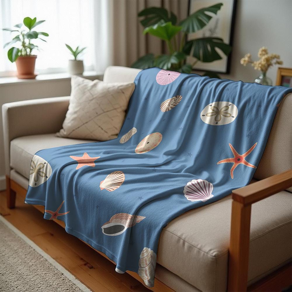 Soft Blue Snow Motif Cartoon Anime Print Flannel Blanket Soft Warm Throw for Kids Bedroom Sofa Christmas Office Car