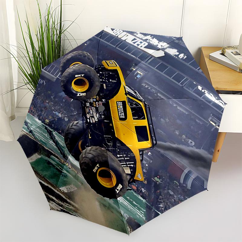 

Monster Truck Themed Travel Umbrella 8 Ribs Automatic Opening and Closing, Portable Folding Design, Compact and Stylish Umbrella Suitable fo