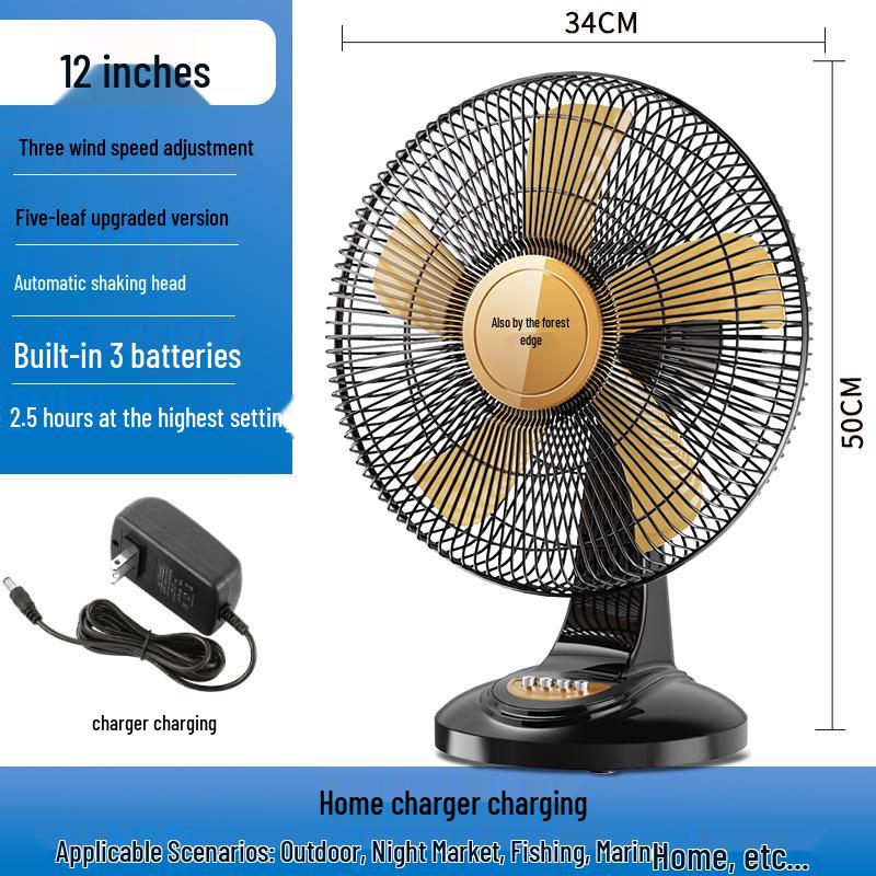 Portable 12V Solar-Powered Fan with High Airflow and Rechargeable Battery for Home, Dorm, and Outdoor Use