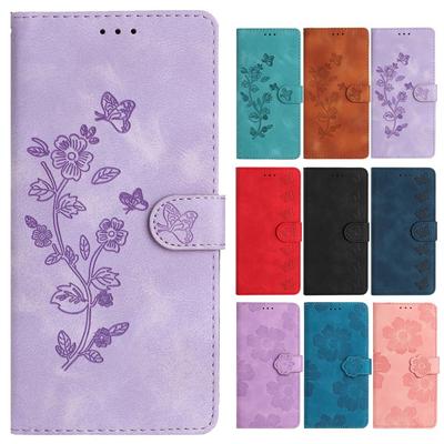 Funda de cuero para teléfono Samsung A54 A34 A24 A14 A04 A13 A23 A33 A53 Galaxy S23 Ultra fundas 3d mariposa flor funda tarjetero