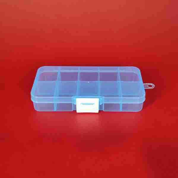 10-Compartment Multipurpose Storage Box with Lid for Cosmetics, Tools, Fishing Gear, Beading, and More