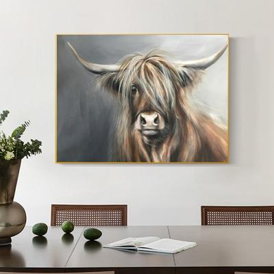 1 Set Diamond Painting Kit Highland Cow Pattern 5D DIY Vibrant Color Stress Relief Resin Mosaic