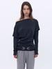 CERRIC Boat Neck Layered Top _ Charcoal