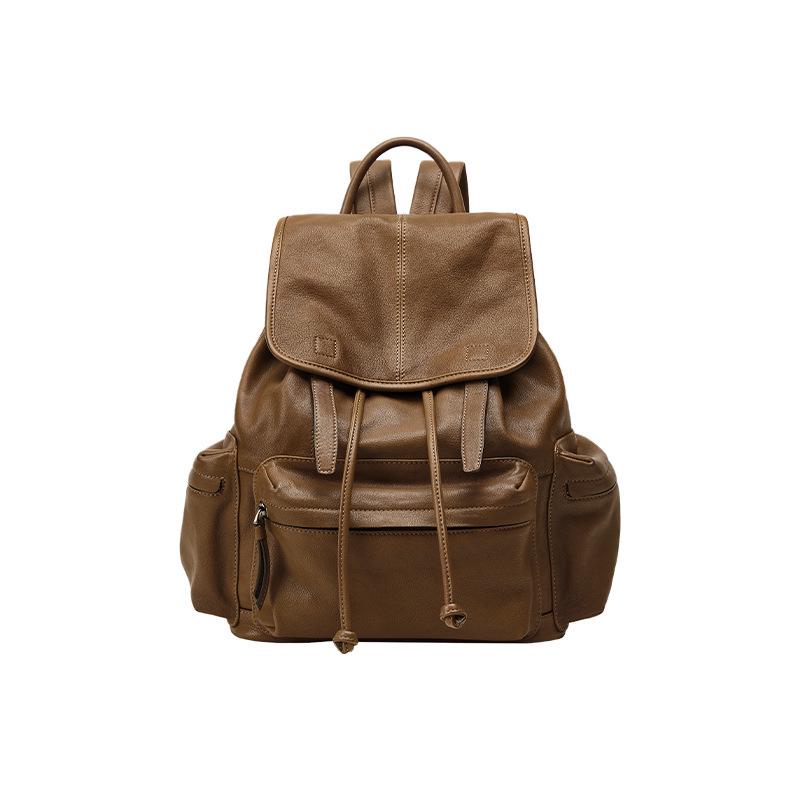 

Женский ретро кожаный дорожный рюкзак Qiu Zhi - Большая вместимость, легкий, повседневный рюкзак из натуральной кожи 33*15*36