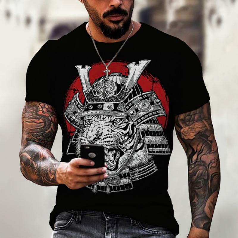 Summer Fashion Cool Japanese Samurai Men T-shirts 3D Printed Casual Trend Personality O-Neck Tees Hip Hop Harajuku Streetwear