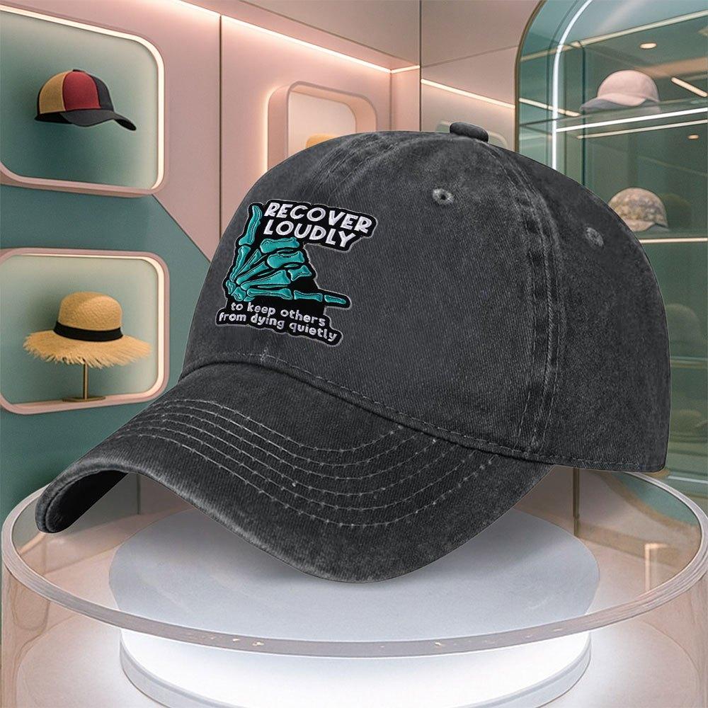 Skeleton Pattern Baseball Cap Recover Loudly Retro Dad Hat Curved Brim Unisex Duck Tongue Hat Multiple Colors
