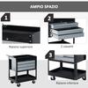 Professional Workshop Trolley Tool Chest Cabinet in Sheet Metal, Black, 68 x 46 x 88cm