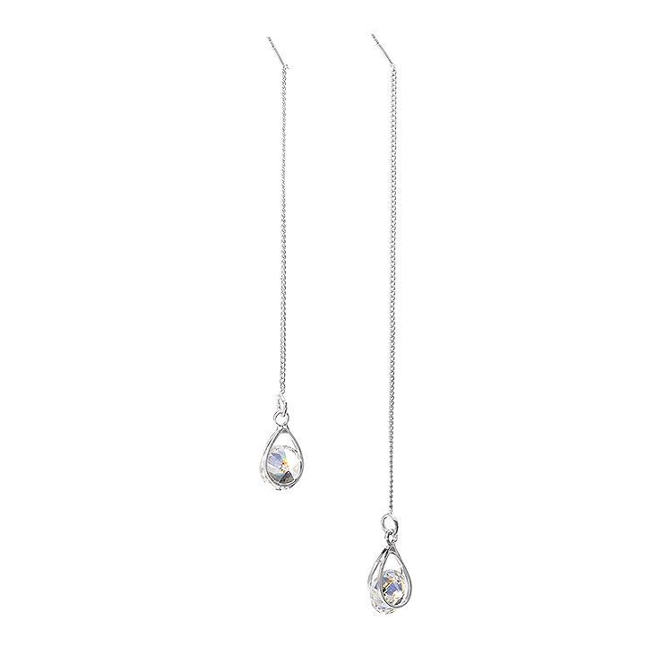 Boucles d'oreilles asymétriques coréennes et japonaises à pampilles de zircon en forme de goutte d'eau pour femmes