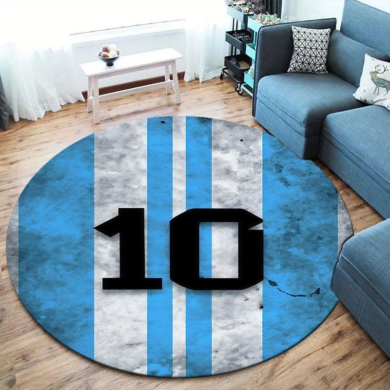 Lionel Messi Round Area Rug,Carpet Rug for Living Room Bedroom Sofa Playroom Decor,Non-slip Floor Mat