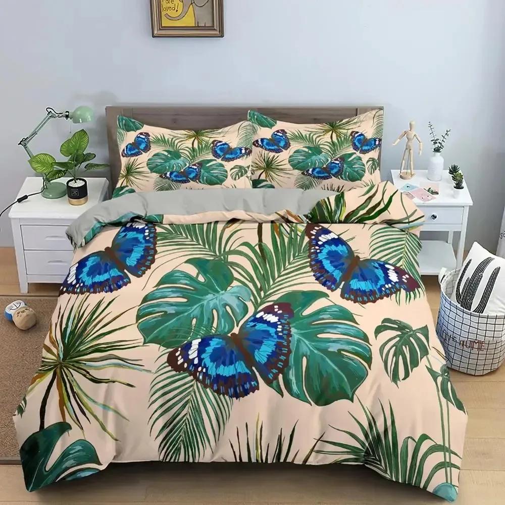 Luxury New 3D Print Butterfly Floral Beautiful Flower Bedding Set Twin Queen Duvet Cover Pillowcase Bed Adult Home Textileextile