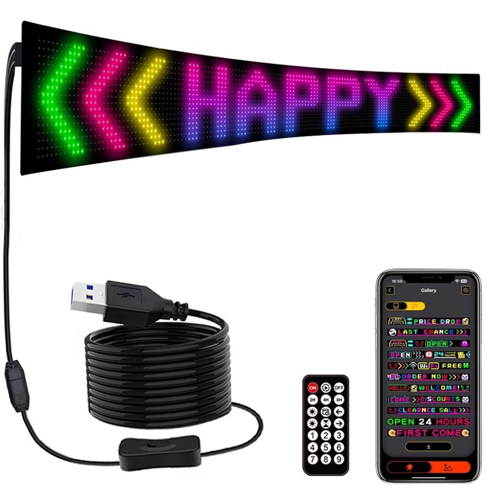 Business Advertising LED Matrix Pixel Panel RGB Pattern Car Graffiti Scrolling Text Animation Shop Reminder Light Bluetooth Lamp